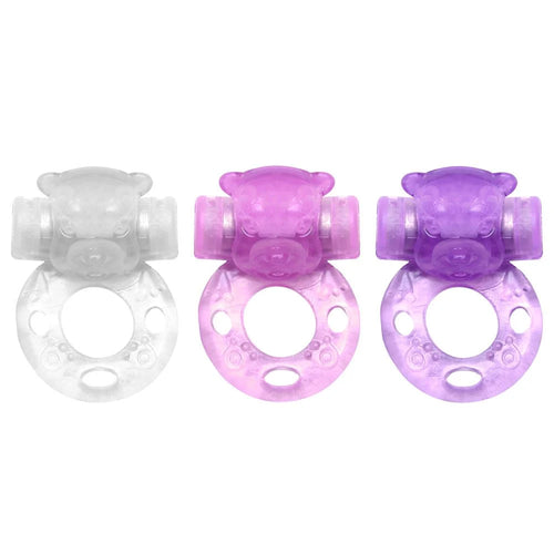 Anel peniano vibrador bichinho nas cores transparente rosa e roxo