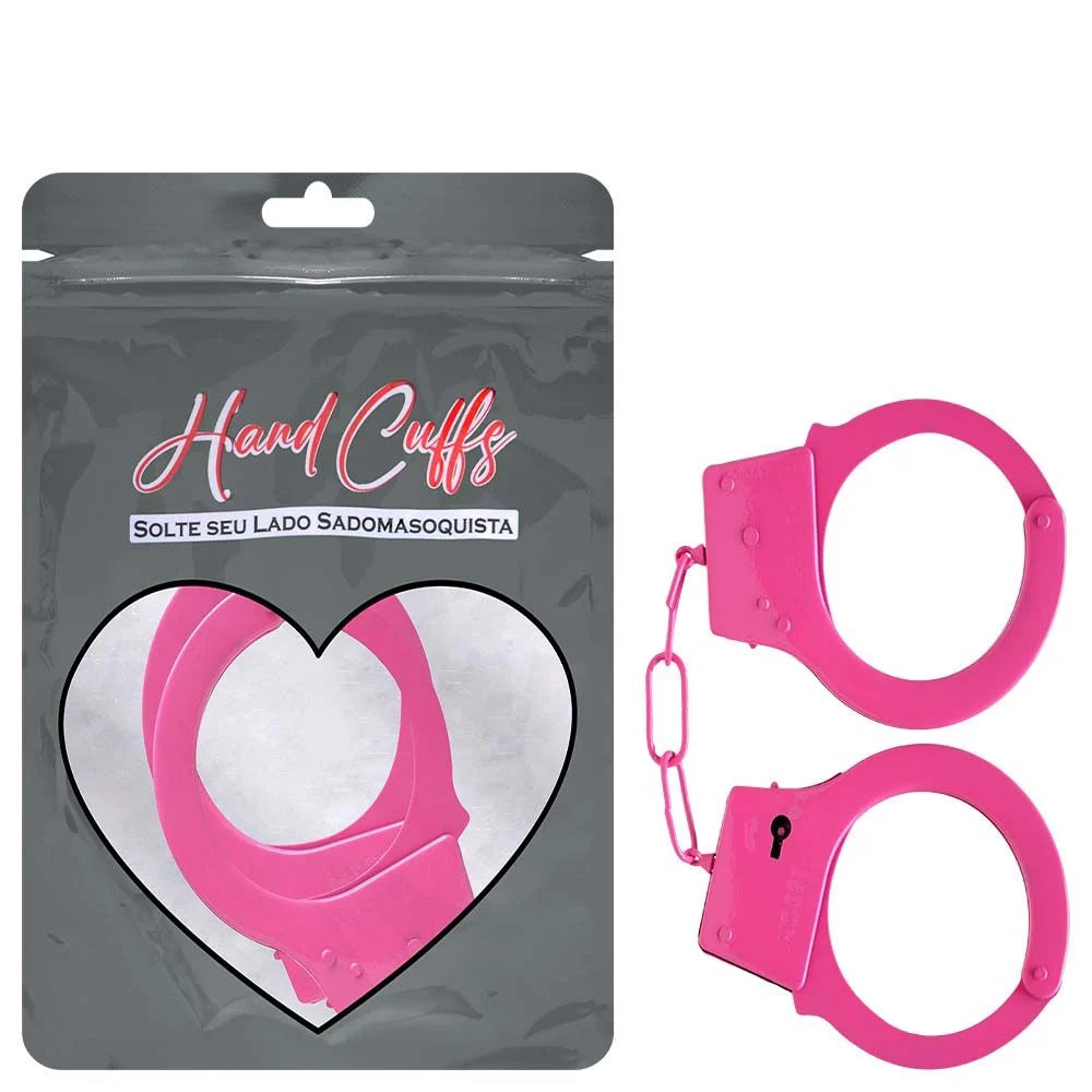 Hand Cuffs algema de metal rosa com chave