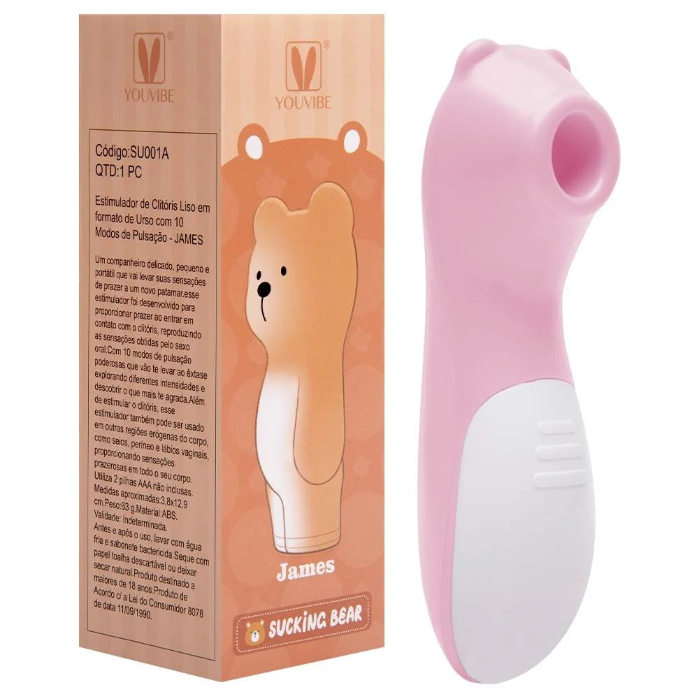 Estimulador de clitoris James formato de urso rosa Youvibe com a caixa