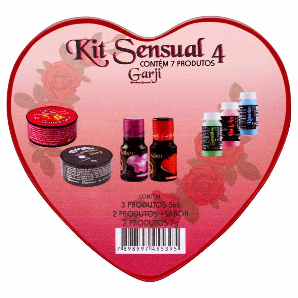 Kit Sensual 4 completo 7 produtos em lata de coracao Garji