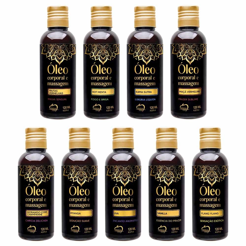 Oleo corporal e massagem 120ml Sensual Love em diversos aromas