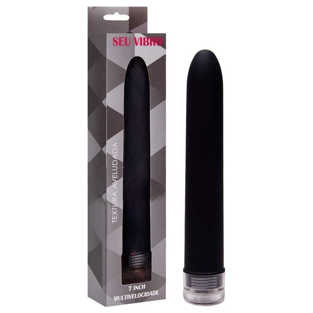 Vibrador personal de toque aveludado preto com a caixa